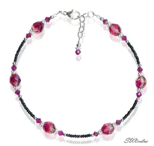 Knockout Rose Crystal Beaded Anklet