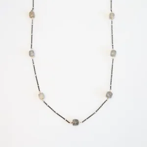 Labradorite Cube Station Necklace