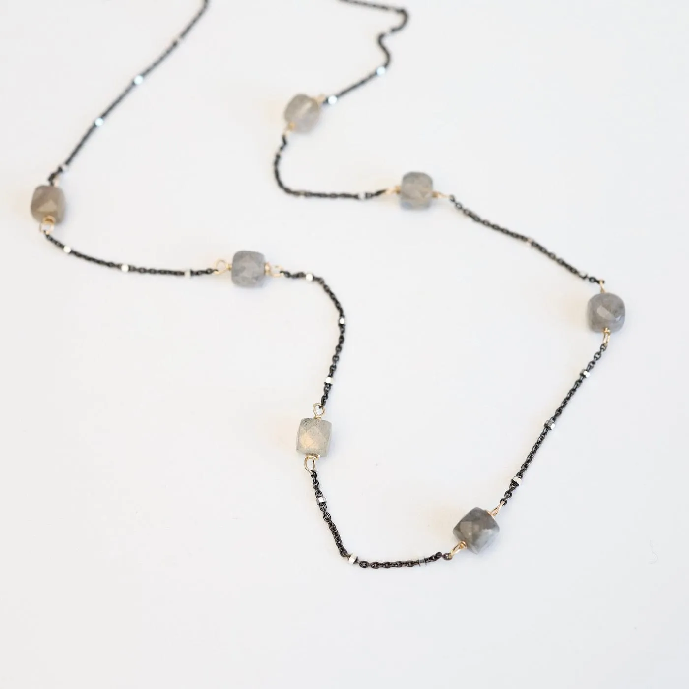 Labradorite Cube Station Necklace