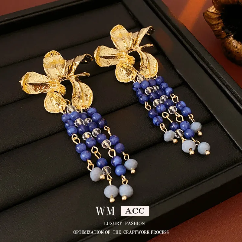 Luxurious Flower Geometric Flower Artificial Crystal Electroplating Earrings