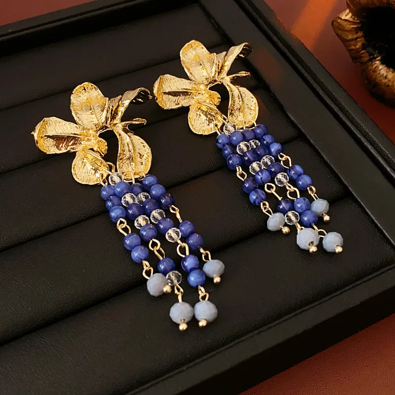 Luxurious Flower Geometric Flower Artificial Crystal Electroplating Earrings