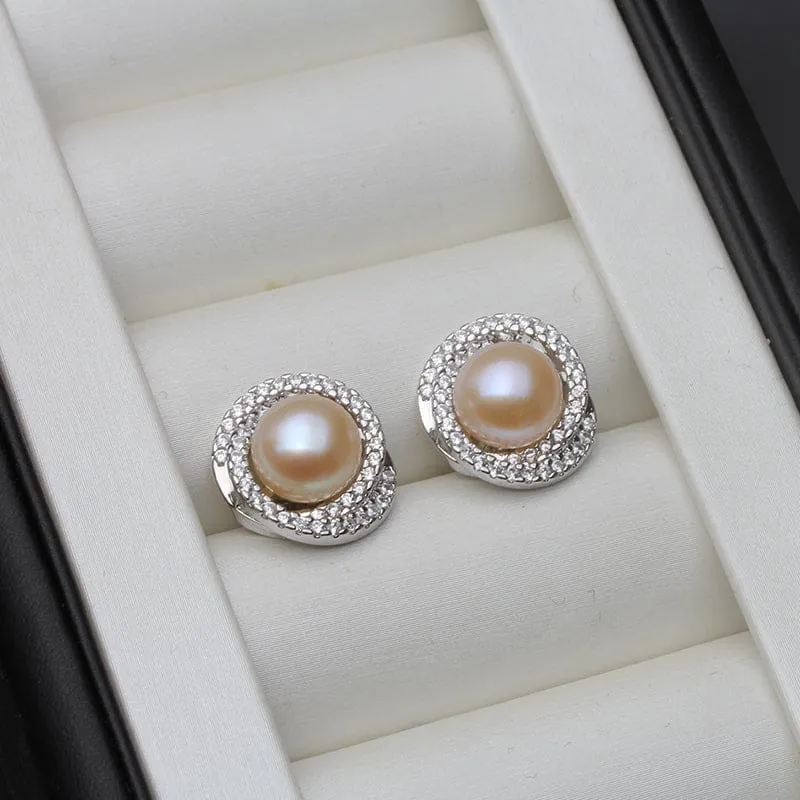 Luxurious Natural Pearl Stud Earrings For Women