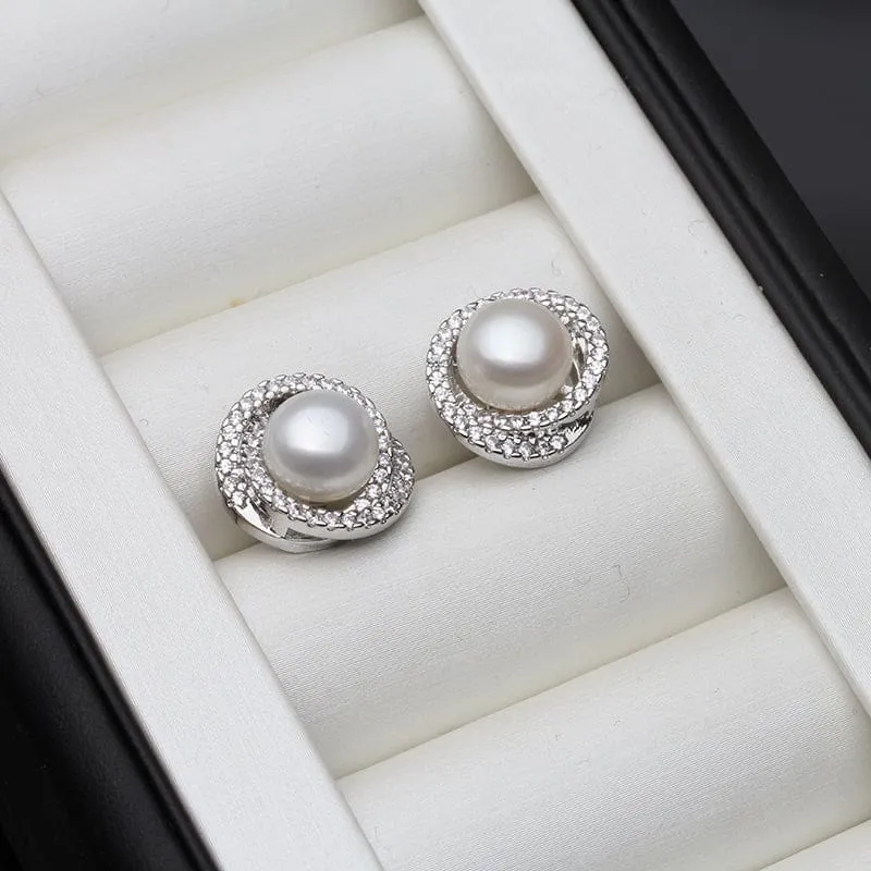 Luxurious Natural Pearl Stud Earrings For Women