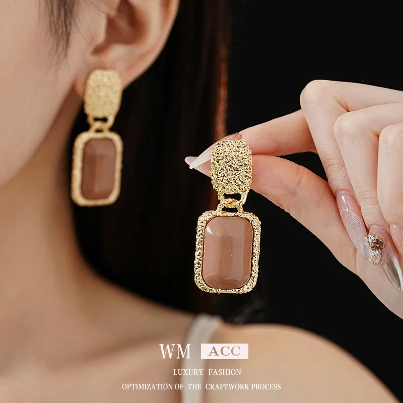 Luxurious Quadrilateral Geometric Plastic Electroplating Earrings