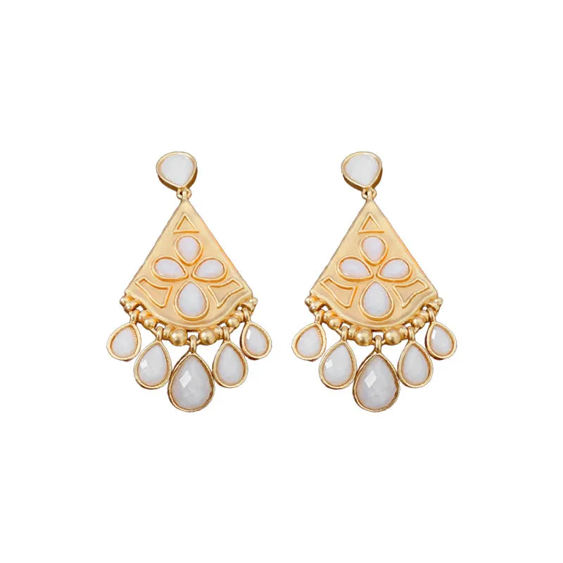 Luxurious Triangle Droplet Geometric Alloy Electroplating Earrings