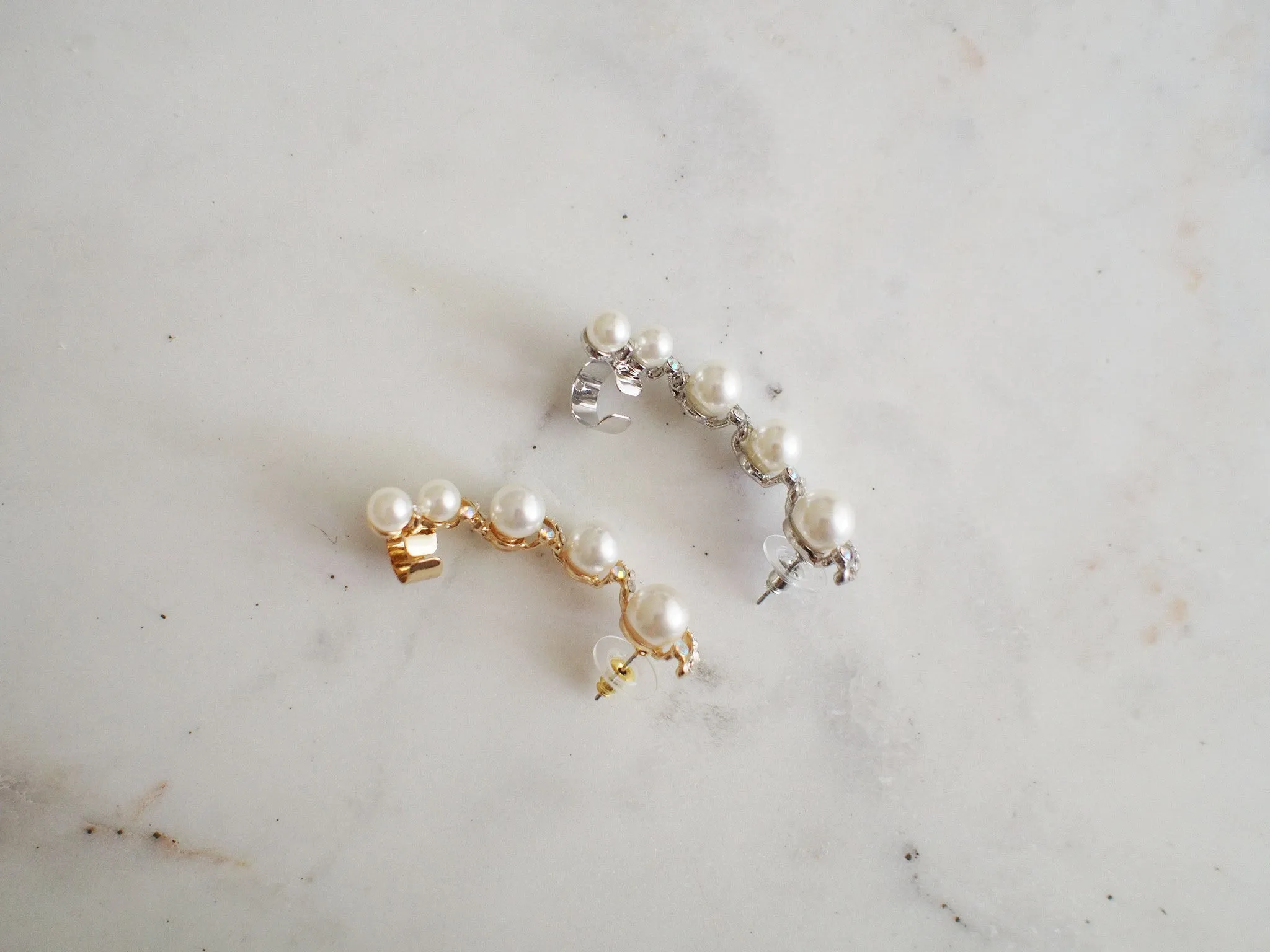 Margot Pearl Crystal Ear Cuff Studs