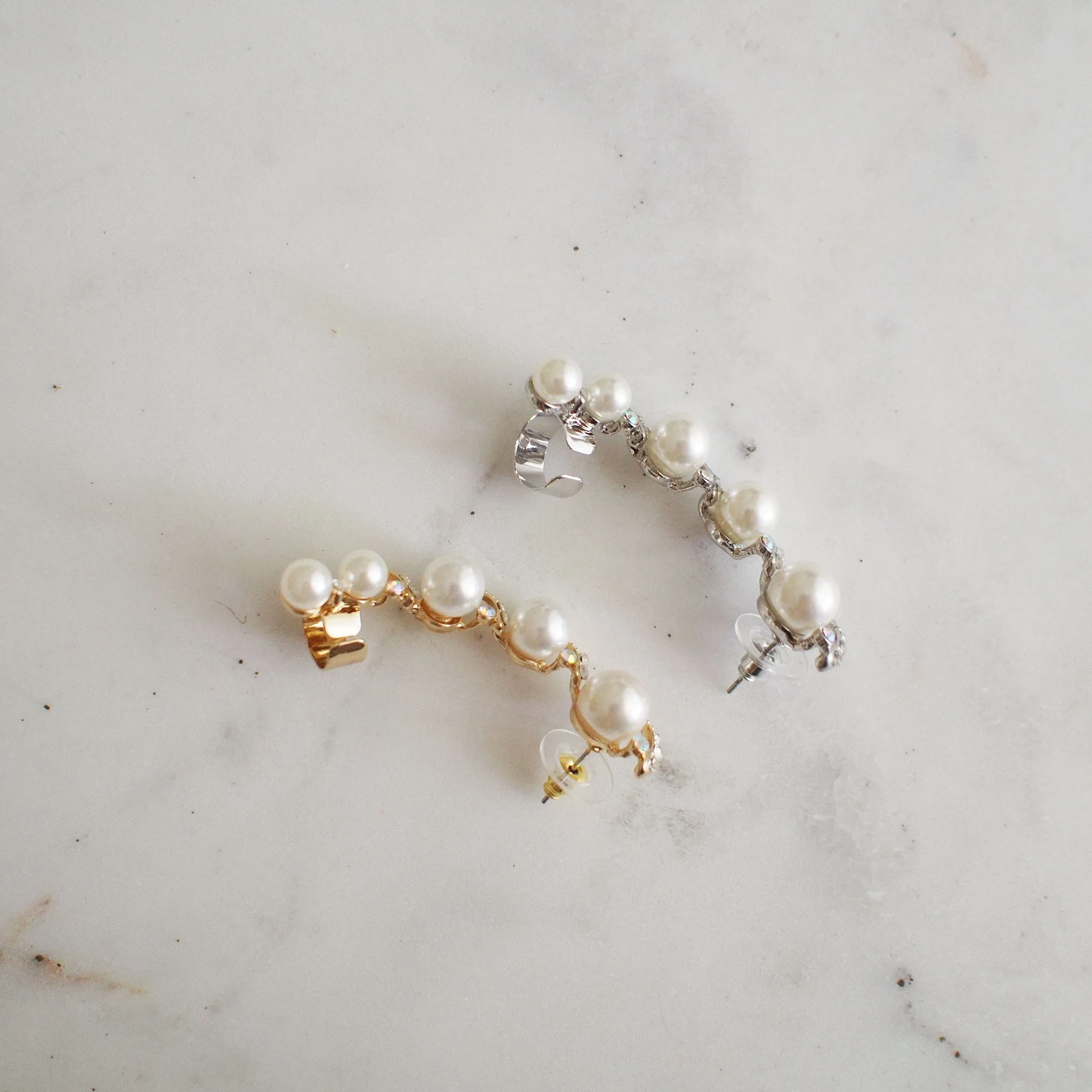 Margot Pearl Crystal Ear Cuff Studs