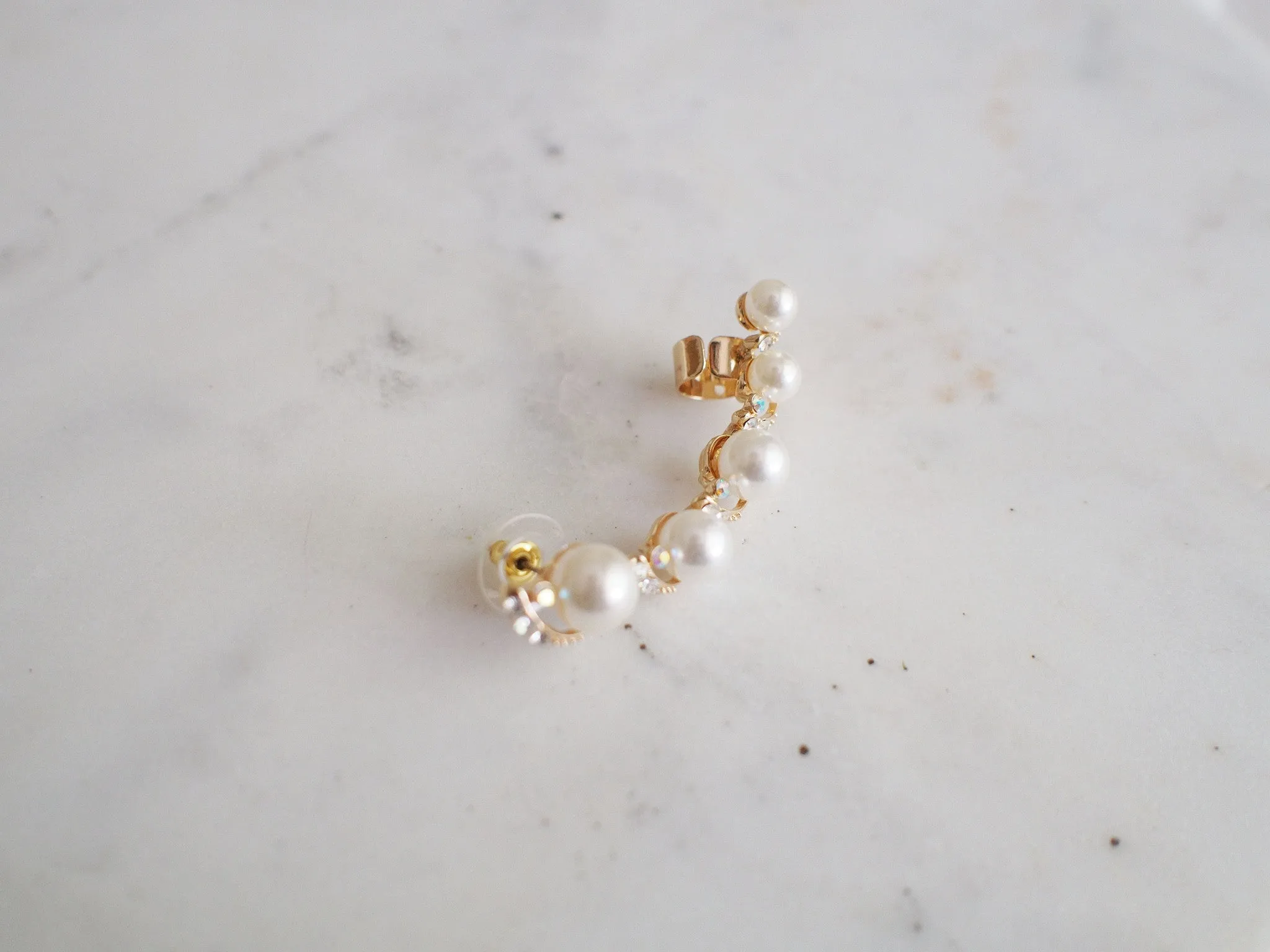 Margot Pearl Crystal Ear Cuff Studs