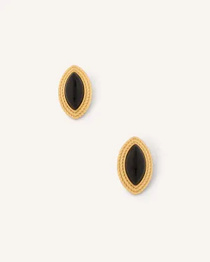 Marquise Black & Gold Earrings