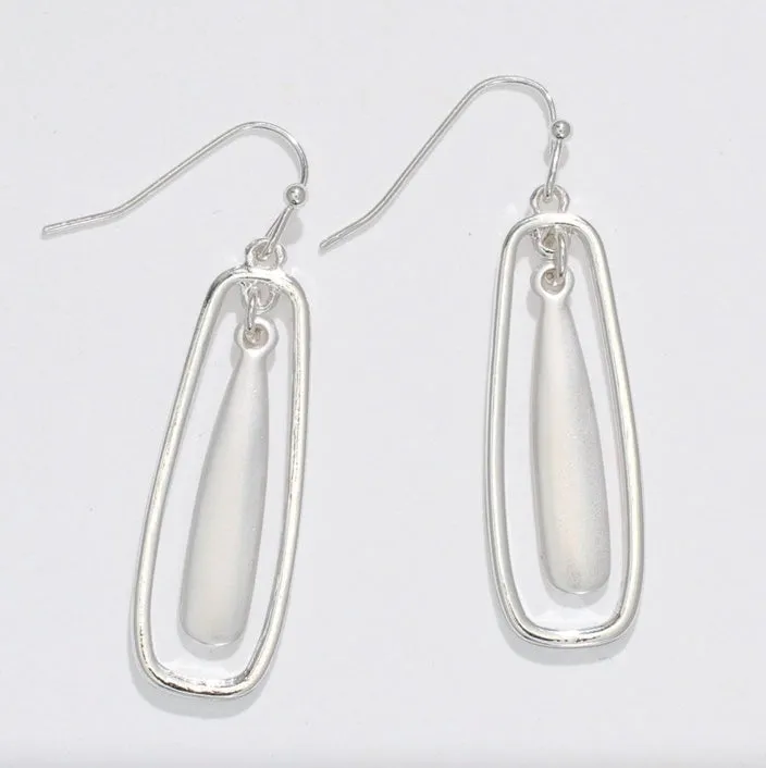 Matte Silver Drop Earrings