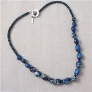 Men's Midnight Blue Gemstone Beaded  Necklace