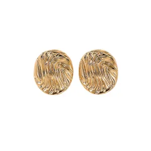 Metallic Round Earrings with a Unique Charm - Wholesale Ladies' Accessories