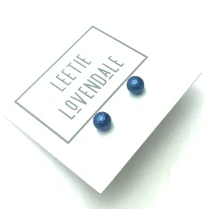 Midnight Blue Pitted Lucite Tiny Ball Stud Earrings