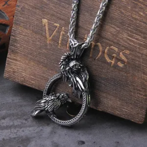 Odin Huginn and Muninn Viking Necklace