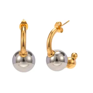 On the Ball | 18K Gold Plated Two Tone Hoop Earrings