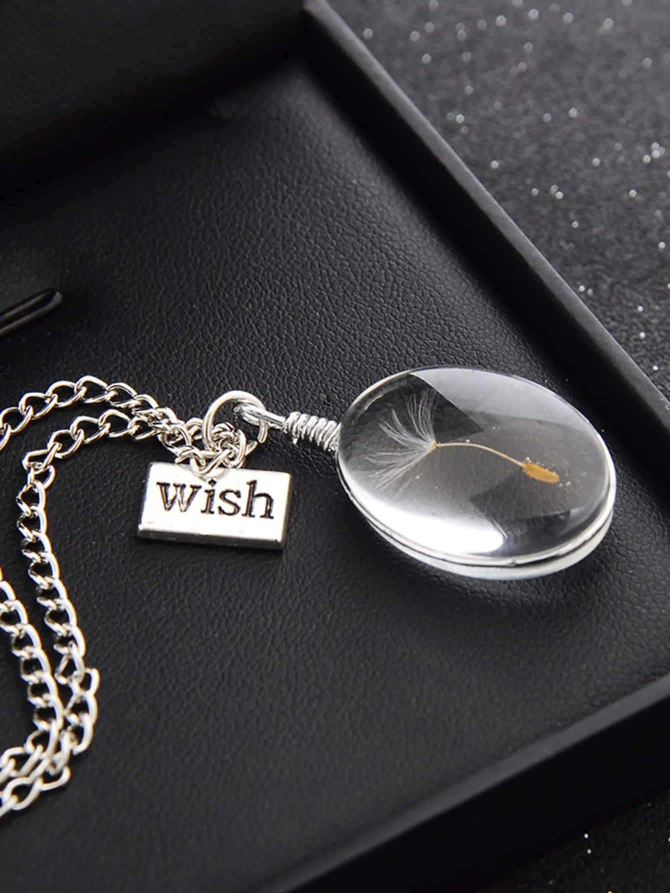 Oval Dandelion Glass Pendant Necklace for Women Girls Accessories Jewelry Gifts