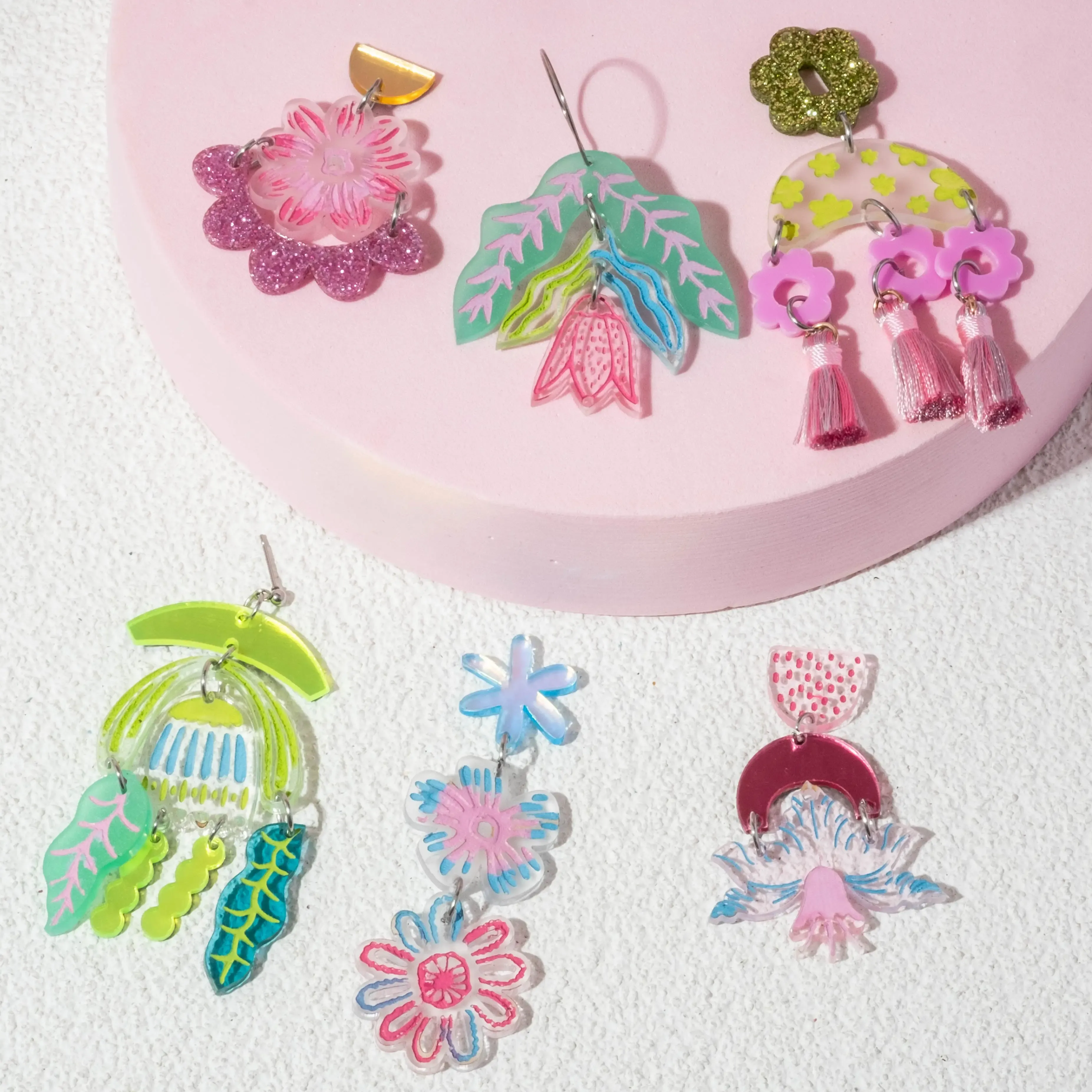 Painted Blooms Acrylic Earring Diy Kit - Funky Fun You