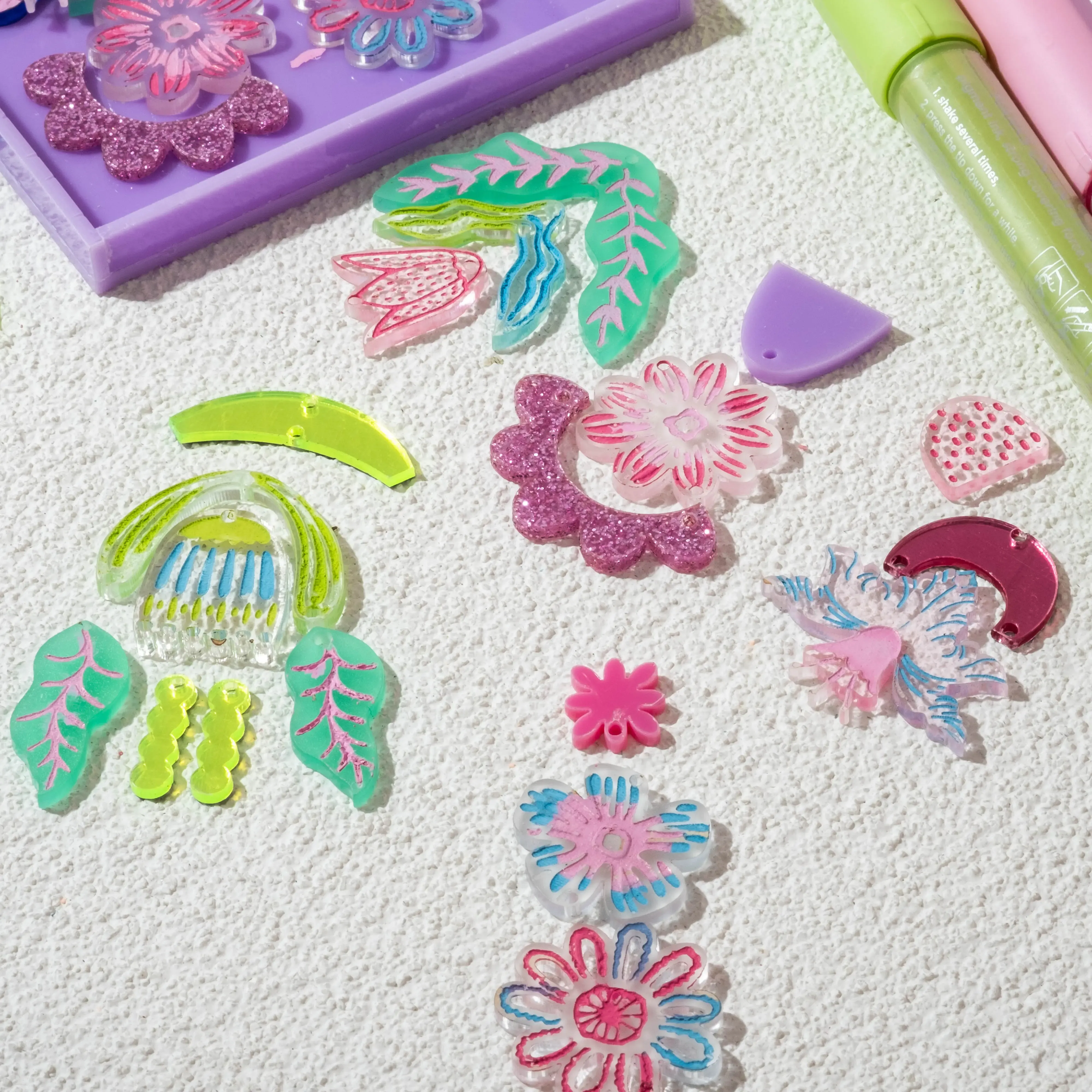 Painted Blooms Acrylic Earring Diy Kit - Funky Fun You