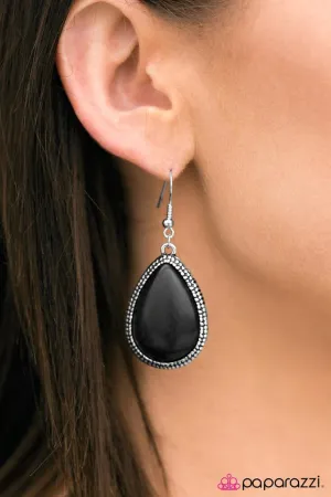 Paparazzi Earring ~ Desert Tears - Black