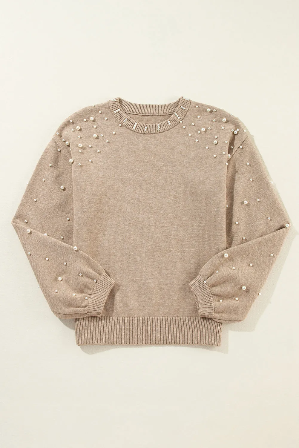 Pearl Embellished Round Neck Sweater