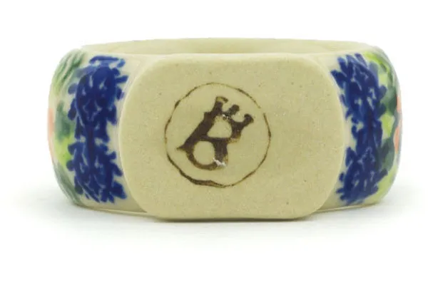 Polish Pottery 2" Napkin Ring Bold Poppies UNIKAT