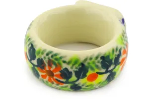 Polish Pottery 2" Napkin Ring Bold Poppies UNIKAT