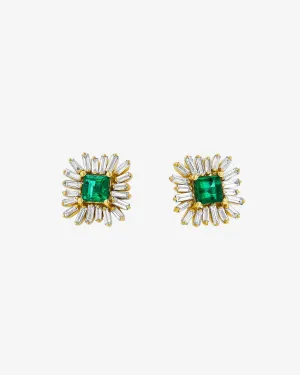 Princess Midi Emerald Spark Studs