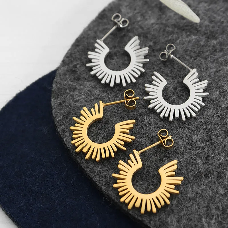 Punk Style 18K Gold Plated Titanium Steel Earrings with Unique Irregular Design for Women