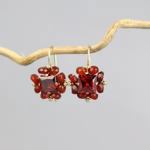 Red CZ Carnelian Victoria Earrings