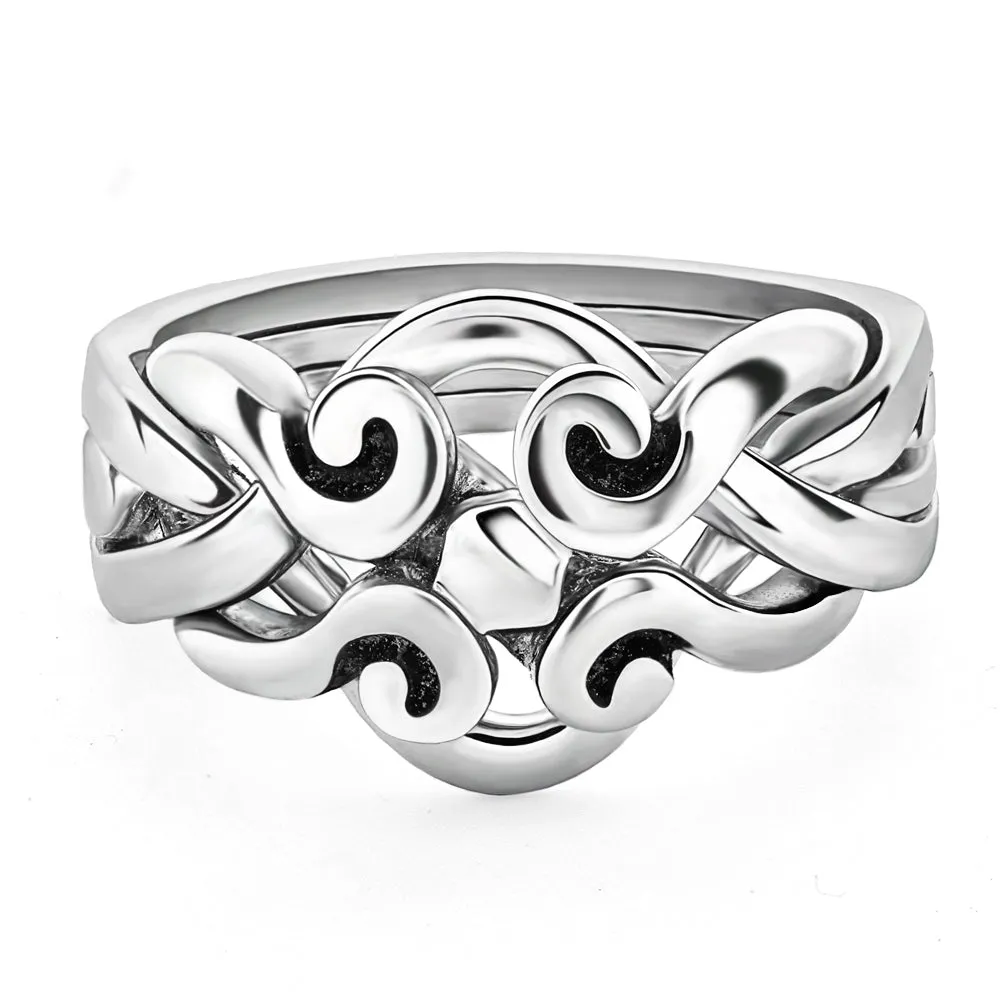 Retired 4 band STERLING SILVER Antique looking Celtic Puzzle Ring 4ANS