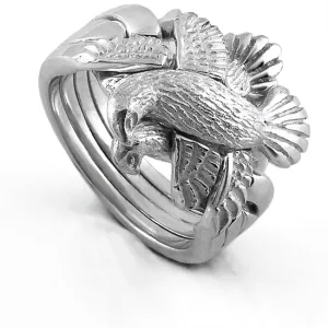 Retired UNISEX 4 band  STERLING SILVER DOVE Puzzle Ring 4DOVE - HEAVY