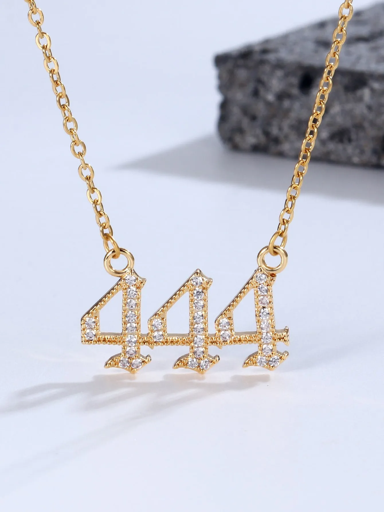 Rhinestone Decor Number 4 Charm Necklace for Women Girls Accessories Jewelry