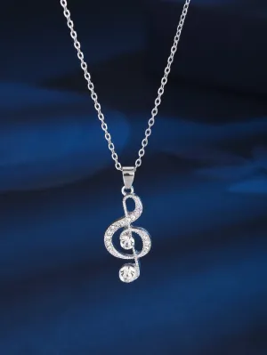 Rhinestone Musical Note Charm Necklace Jewelry for Women Gift for Her Necklace