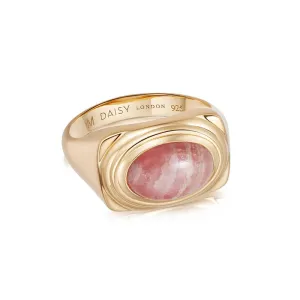 Rhodochrosite Bold Ring 18ct Gold Plate