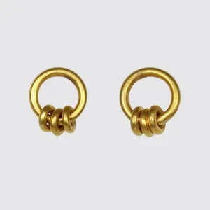 Ring Stud with Three Floating Rings - Gold Plated