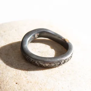 Rosa Maria "Fay" Oxidized Silver Ring w/Icy Grey Diamonds