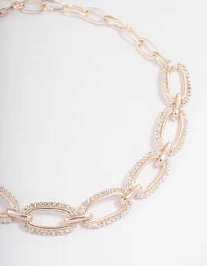 Rose Gold Diamante Oval Link Choker