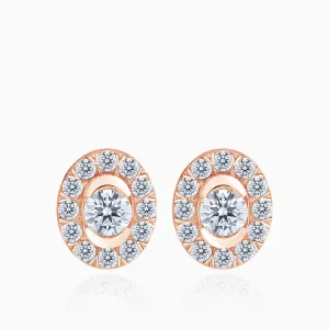 Rose Gold Oval Diamond Earrings