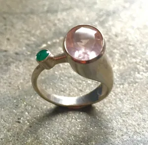 Rose Quartz Ring - GENUINE Rose Quartz - Unique Pink Ring