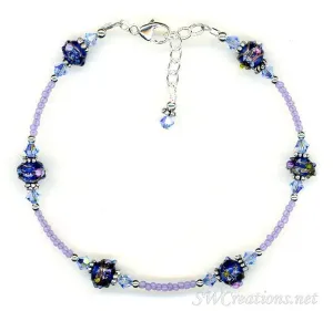 Sapphire Crystal Cobalt Beaded Anklet