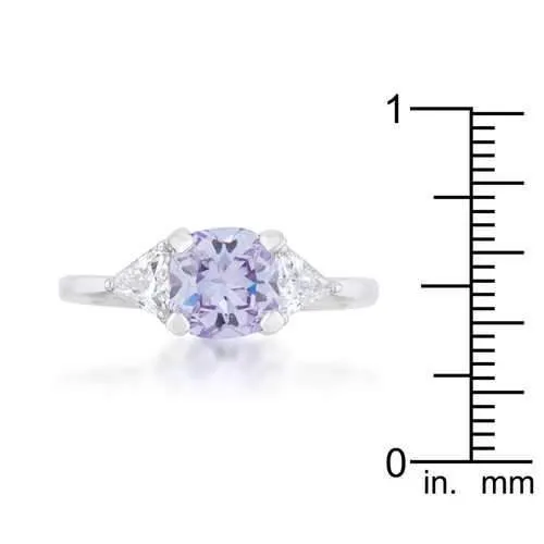 Shonda 1.8ct Lavender CZ Rhodium Cushion Classic Statement Ring