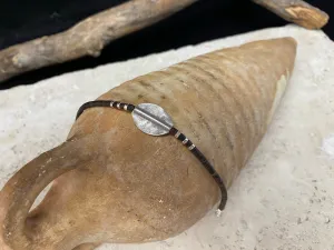 Silver and Coconut Wood Bracelet - Leaf Bead