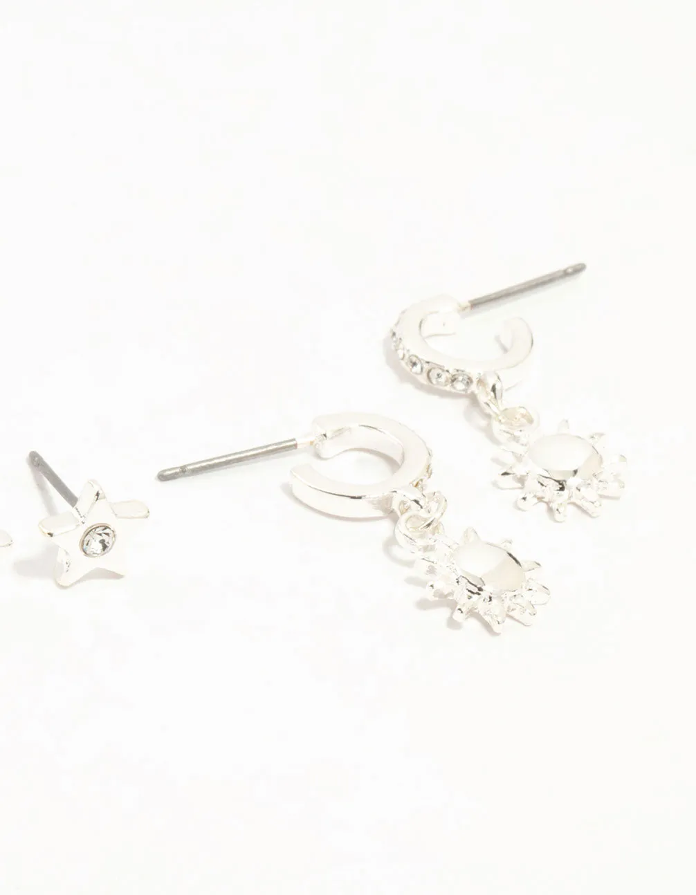 Silver Diamante Celestial 3-Pack Earrings