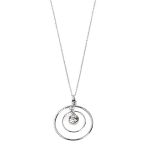 Silver Double Circle with Stone Necklace