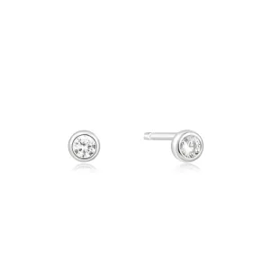 Silver Solitaire Cubic Zirconia Stud Earrings