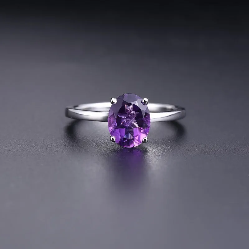 Simple Fashion Natural Colourful Crystal S925 Sterling Silver Ring