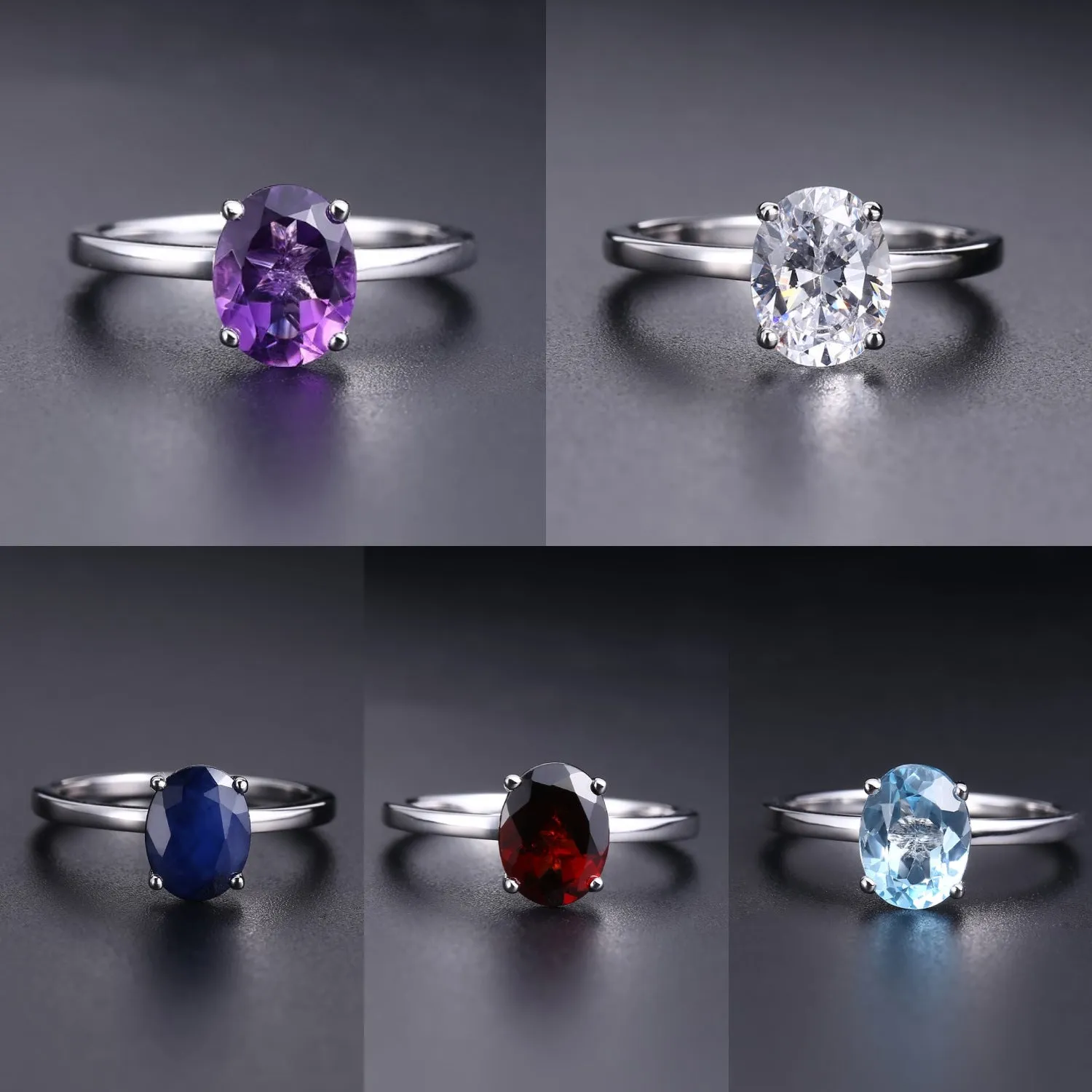 Simple Fashion Natural Colourful Crystal S925 Sterling Silver Ring