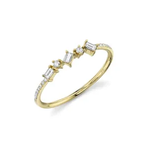 Simple Scattered Baguette Ring