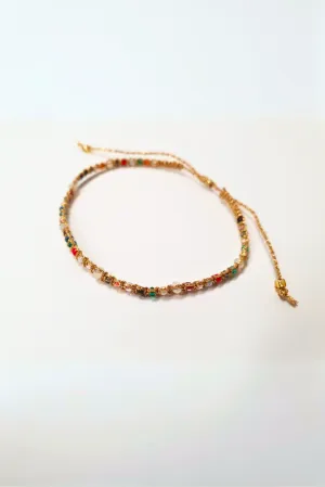 Sliding Knot Miyuki Beads & Gold Lurex Bracelet