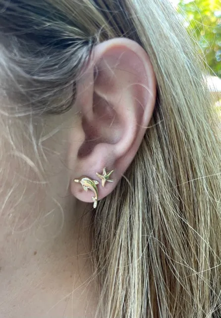 Small Gold Starfish Earrings